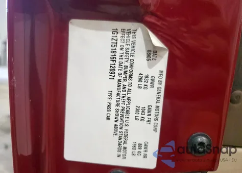 2006 Chevrolet Malibu Lt z USA, uszkodzony, nr VIN 1G1ZT51816F120971